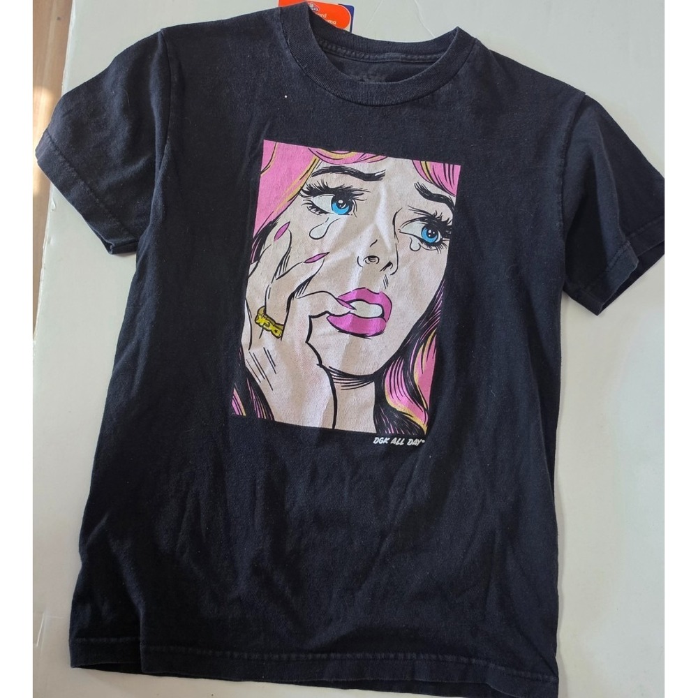 DGK Last Crush T-Shirt Black Mens Size Small Graphic Pop Art Logo Tee